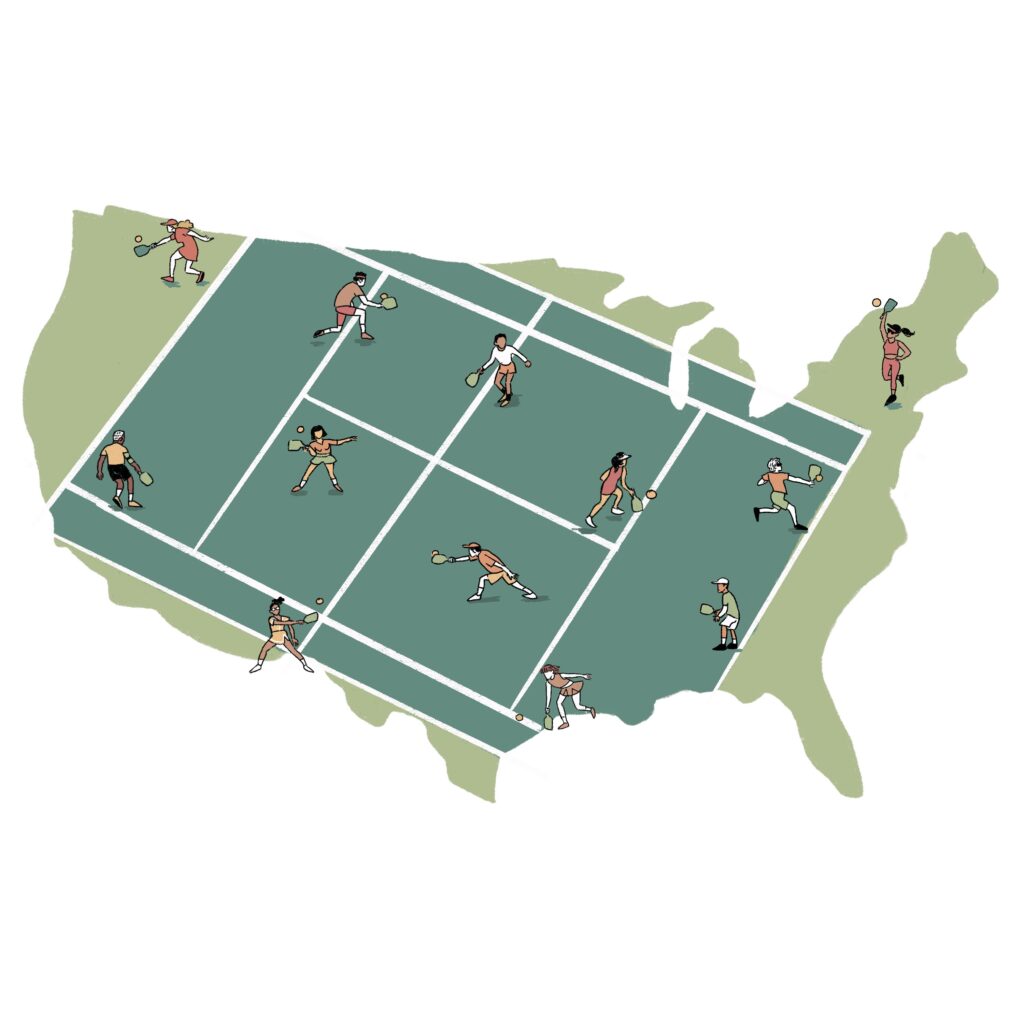 Pickleball court in the shape of the United States of America