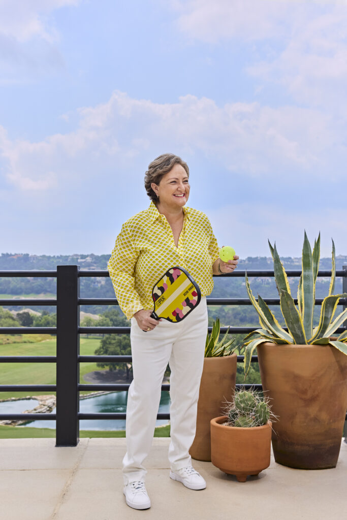 Tina Cannon cover image holding a pickleball racket