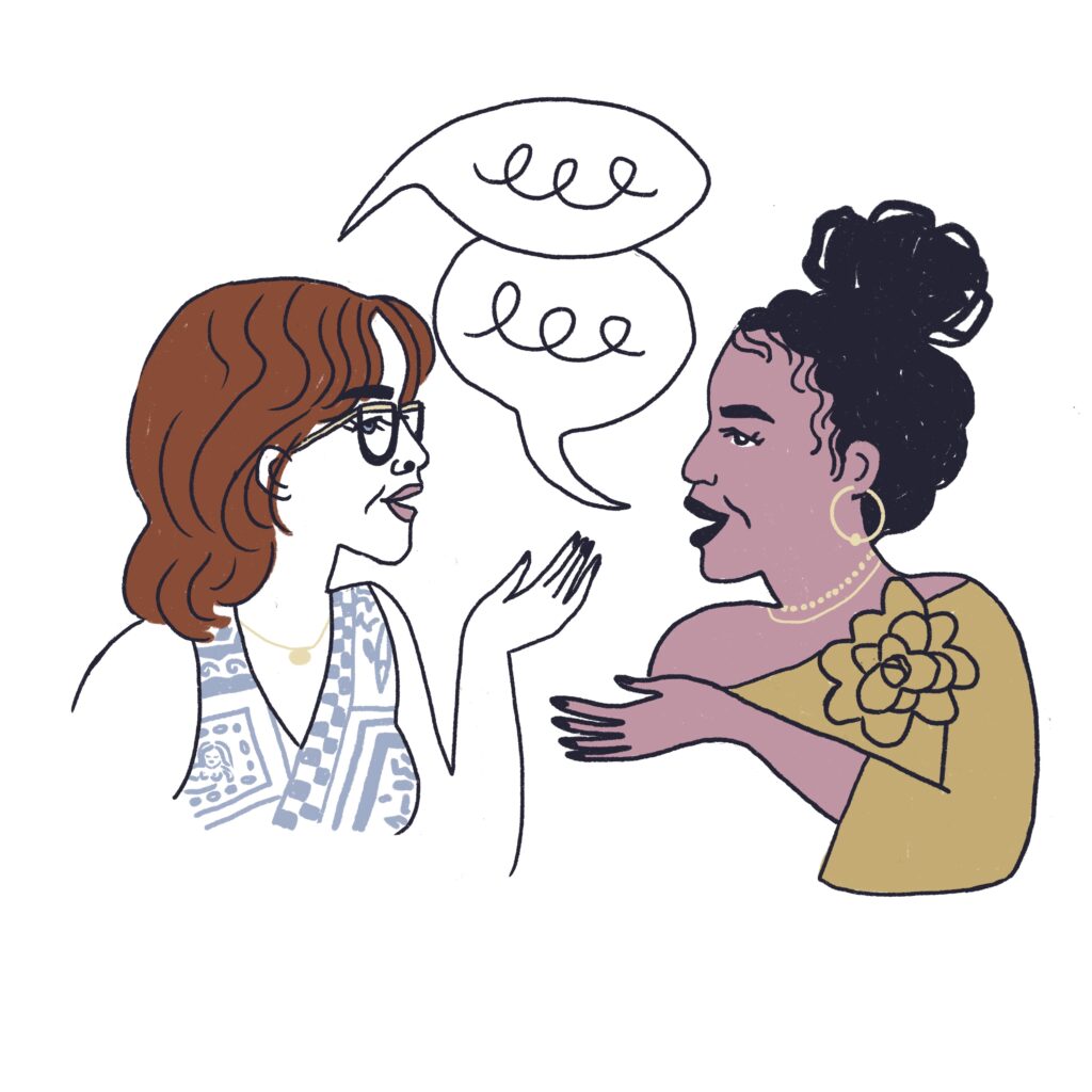 Illustration of two women speaking