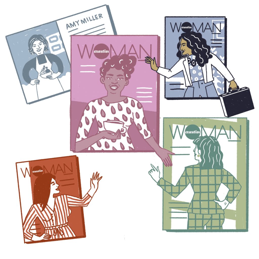 Illustration of Austin Woman magazine covers