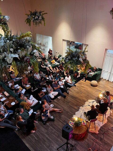 Live recording of Therapist Uncensored at Kuya Wellness with Pamela Benson Owens. Photo Courtesy of Heather Wagner Reed