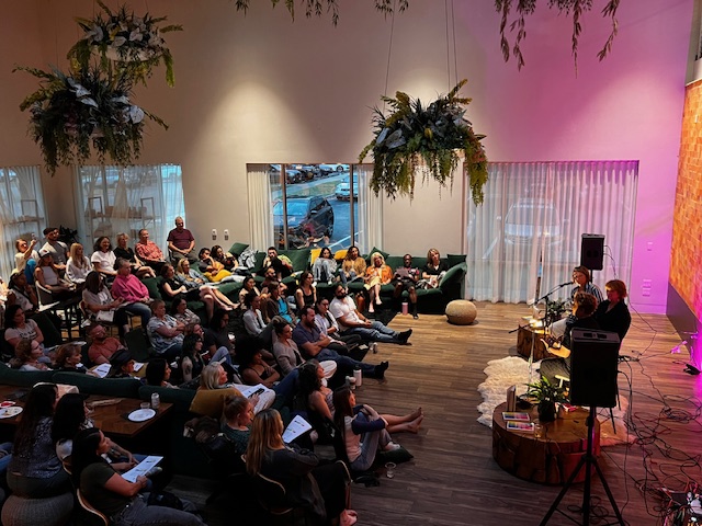 Live recording of Therapist Uncensored at Kuya Wellness with Pamela Benson Owens. Photo Courtesy of Heather Wagner Reed